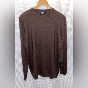 2/49$ Men’s DENVER HAYES brown wool‎ cashmere blend knit crewneck sz Medium